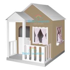 Casinha De Brinquedo Infantil 120cm Em Madeira Com Cercado - Bebê Comp