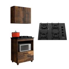 Kit Cozinha Balcão Armário Salvia e Cooktop 4 Bocas Itatiaia