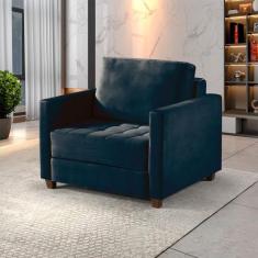 Sofá Cama Marcelle 1 Lugar 100 Solteiro Veludo Paris Pés de Madeira Ta