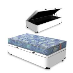 Cama Box com Baú Solteiro Branca + Colchão de Espuma D20 - Gazin - Sup