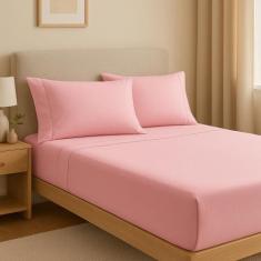 Jogo Lençol Queen 400 Fios 3 Peças 40cm Altura 100 algodao com elastic