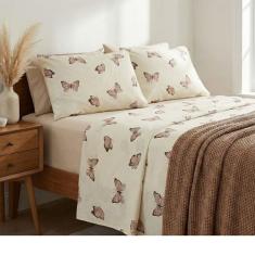 Jogo Lençol Casal 4 Peças Algodão Percal 150 Fios Essencialle Cor:borb