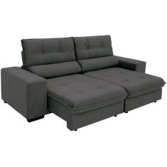Sofá Retrátil Reclinável 4 Lugares Suede Brunello Linoforte, Cinza Gra