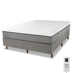 Cama Box e Colchão Magnético Massageador - Therapy Life Elegancy, Cinz