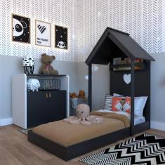 Quarto Infantil com Cama e Armário Espresso Móveis Preto
