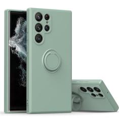 Capa de anel magnético de silicone líquido para Samsung S20 S21 S23 FE Plus Ultra A21 A21s A32 NOTE10PULS A52 NOTE20 Ultra Stand Cover, verde, para A12