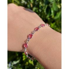 Pulseira Bracelete Feminino Adulto e Infantil Com Pedras Cristais Ponto de Luz Tiffany Cristal Folheado a Prata Moda