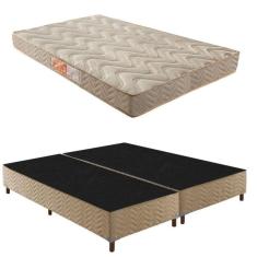 Box Queen Júlia 42x158x198cm com Colchão Queen Unique D33 Duoface 25x158x198cm Rustico Bege