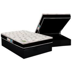 Cama Box Baú Casal: Colchão Ortopédico Luckspuma D33 / AG65 Aspen Super Firme + Base CRC Suede Black(138x188)