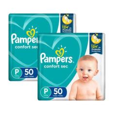 Fralda Pampers Confort Sec Tamanho P 100 Unidades, P, 50