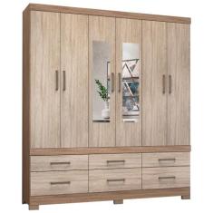 Guarda Roupa Casal 6 Portas Vêneto c/ Espelho 66020ES Nogal / Vanilla 