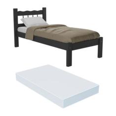 Cama Solteiro Madeira Maciça com Colchão Incluso Madri Multimóveis VCR