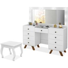 Kit Penteadeira Com Banqueta Em Mdf Branco