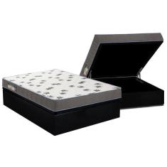 Cama Box Baú Casal Kit D33 Light Saúde Courano Black 138x188 Espuma Ortobom