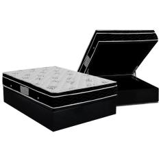 Kit Cama Box Baú Casal 138x188 Colchão Molas Bonnel Suede Black Ortobom