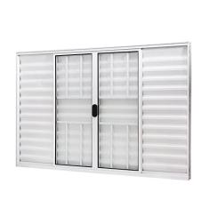 Janela de Alumínio Veneziana 100x150cm 6 Folhas com Grade e Vidro Liso Slim Modular Ramassol