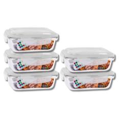 Conjunto 5 Potes Vidro Hermético Marmita Mantimentos 640ml - Casa Lind