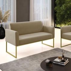 Sofá 2 Lugares Namoradeira Marisa Aço Industrial Dourado Suede D03 - D