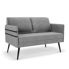 Namoradeira 02 Lugares Mari Linho Grafite A26 Pés Palito de Ferro - D'Rossi