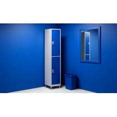 Roupeiro Aço 2 Portas 191x32x40 Cm Guarda Volume C/ Tranca - W3, AZUL 