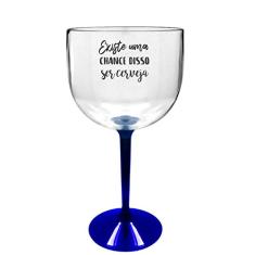 4 Taças Gin Transparente Com Base Azul Personalizada Para Live