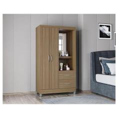 Guarda Roupa Solteiro Ambiente Cordoba 2 Portas Castanho – Poquema