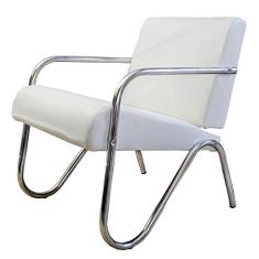 Poltrona Decorativa Branca Braços de Metal Gigante Móveis