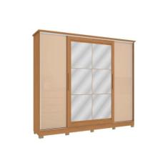 Guarda Roupa Casal 4 Portas de Correr e 4 Gavetas c/ Espelho e Pés CB0