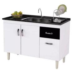 Balcão de Pia Gabriela 120 cm Branco Flex - AJL - AJL Móveis