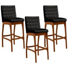Kit 03 Banquetas Altas Para Cozinha Sala de Jantar Fixa Mila B04 Mater