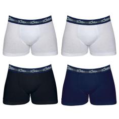 Kit com 4 cuecas zorba boxer 0702-0 p/xgg, XG, Branco, Azul