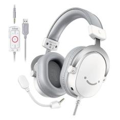 Headset Gamer Fifine H9, Som Surround 7.1, USB, Console e PC, Branco -