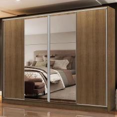Guarda-roupa Casal Madesa Apolo 4 Portas De Correr Com Espelho Rustic