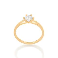 Anel Rommanel Banhado Ouro Solitário Zircônia 6 mm 512951, 22
