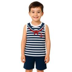 Conjunto Infantil Temático Fantasia Marinheiro Regata e Short - Calupa
