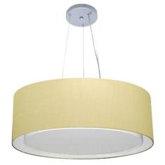 Lustre Pendente Cilíndrico Duplo Md-4126 Cúpula Em Tecido 80x30cm Algodão Crú - Bivolt