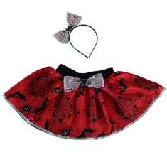 Fantasia Saia Cetim com Tiara Halloween