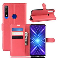 Para Huawei Honor 9x Versão de impressão digital Litchi Texture Flip Leather Case com carteira e suporte e slots de cartão