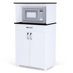 Balcão Multiuso para Microondas e Forno Carina Cor Branco - AJL Móveis