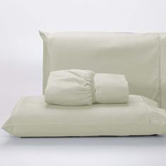 Jogo Lençol 400 Fios Ponto Palito Cama Queen 3pçs Poliéster - Palha