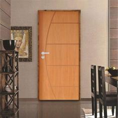 Kit Porta de Madeira 210x82cm Batente 11cm Fechadura Stilo Belissima 6 Rodam Imbuia
