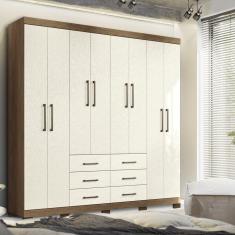 Guarda-roupa Casal 8 Portas 6 Gavetas Liverpool com Pés Jatobá/Areia