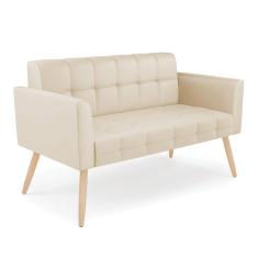 Sofá Namoradeira Elisa Corino Pés Palito Natural - D`rossi Cor Bege