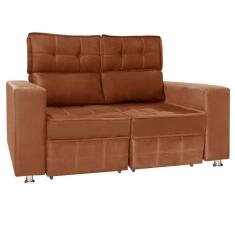 Sofá Retrátil E Reclinável 2 Lugares Londres 1.60cm Com Molas Veludo Speciale Home Terracota