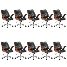 Kit 10 Cadeiras Escritório Diretor Giratória Kopenhagen Preto
