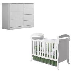 Berço Americano Danny e Cômoda Infantil Eloá Branco Acetinado  Phoenix