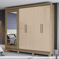 Guarda Roupa com Espelho e Pés 5 Portas 4 Gavetas - Kappesberg