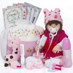 Boneca Reborn Bebê Girafinha Linda Pode Dar Banho + 22 Itens - Cegonha