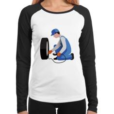 Baby Look Raglan Borracharia Manga Longa - Foca na Moda, Branco, Preto