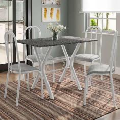 Conjunto de Mesa Miame 110 cm com 4 Cadeiras Madri Branco e Vegetale -